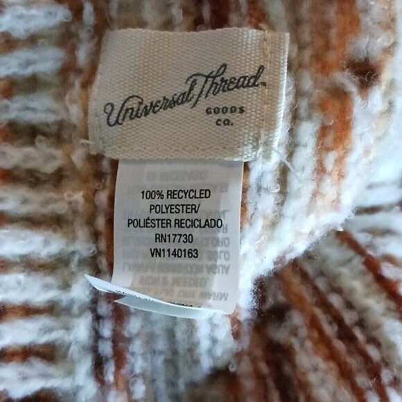 Universal Thread Womens One Size Orange Beige Knit Scarf Fringe Boho Winter - Picture 5 of 5